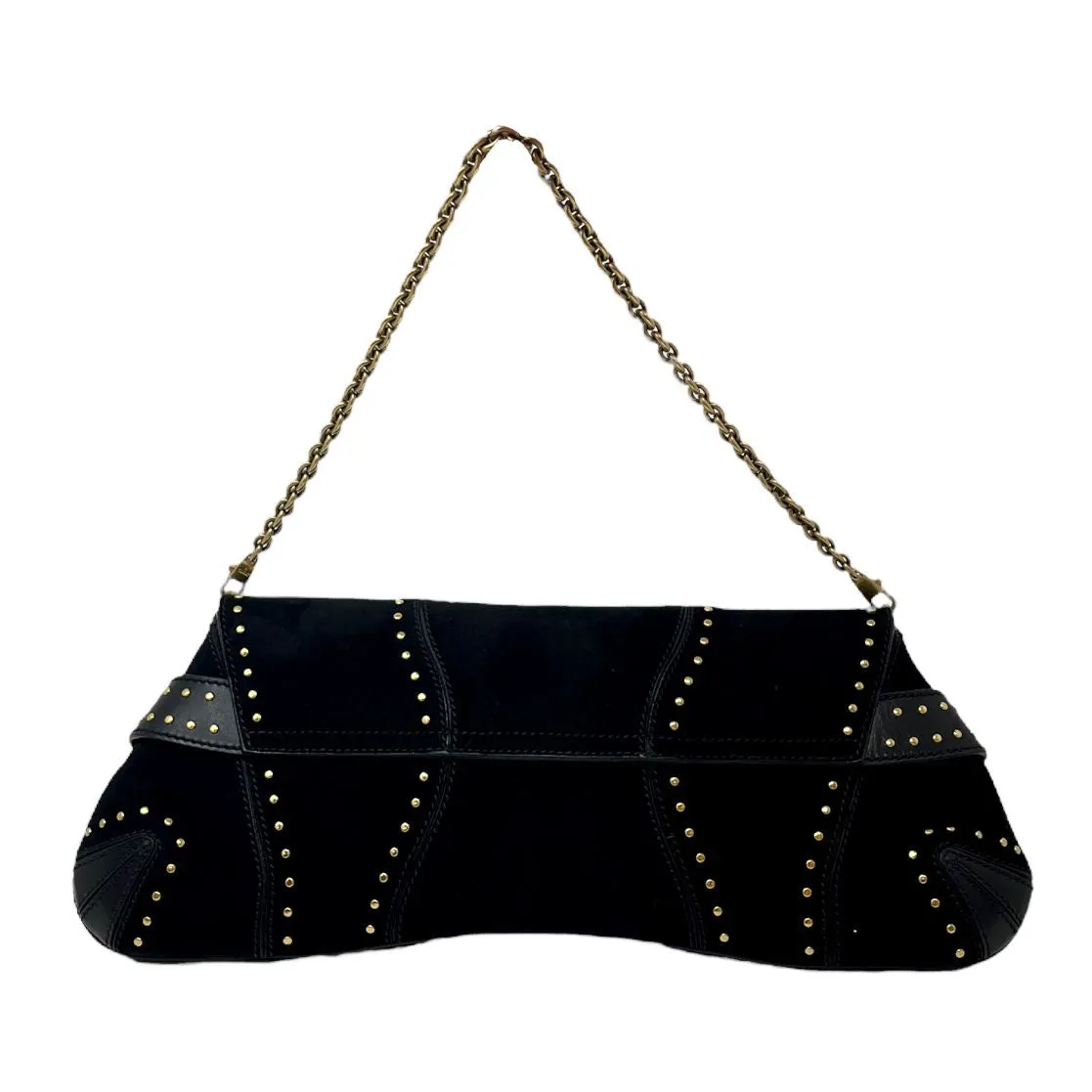 Gucci Black Horsebit Studded Shoulder Bag