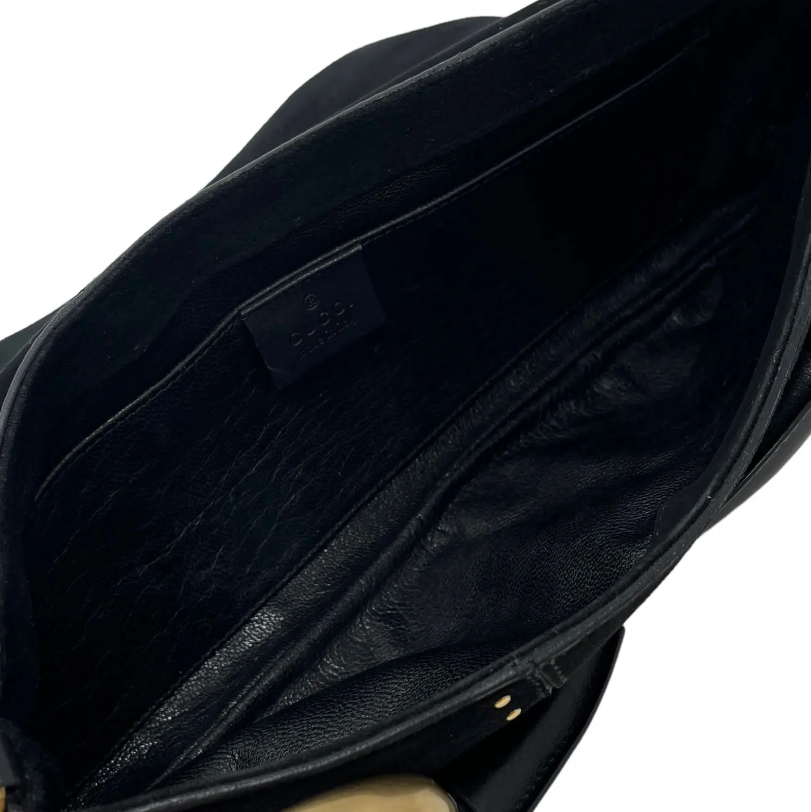 Gucci Black Horsebit Studded Shoulder Bag