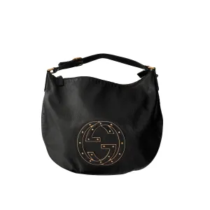 Gucci Black Leather Logo Shoulder Bag