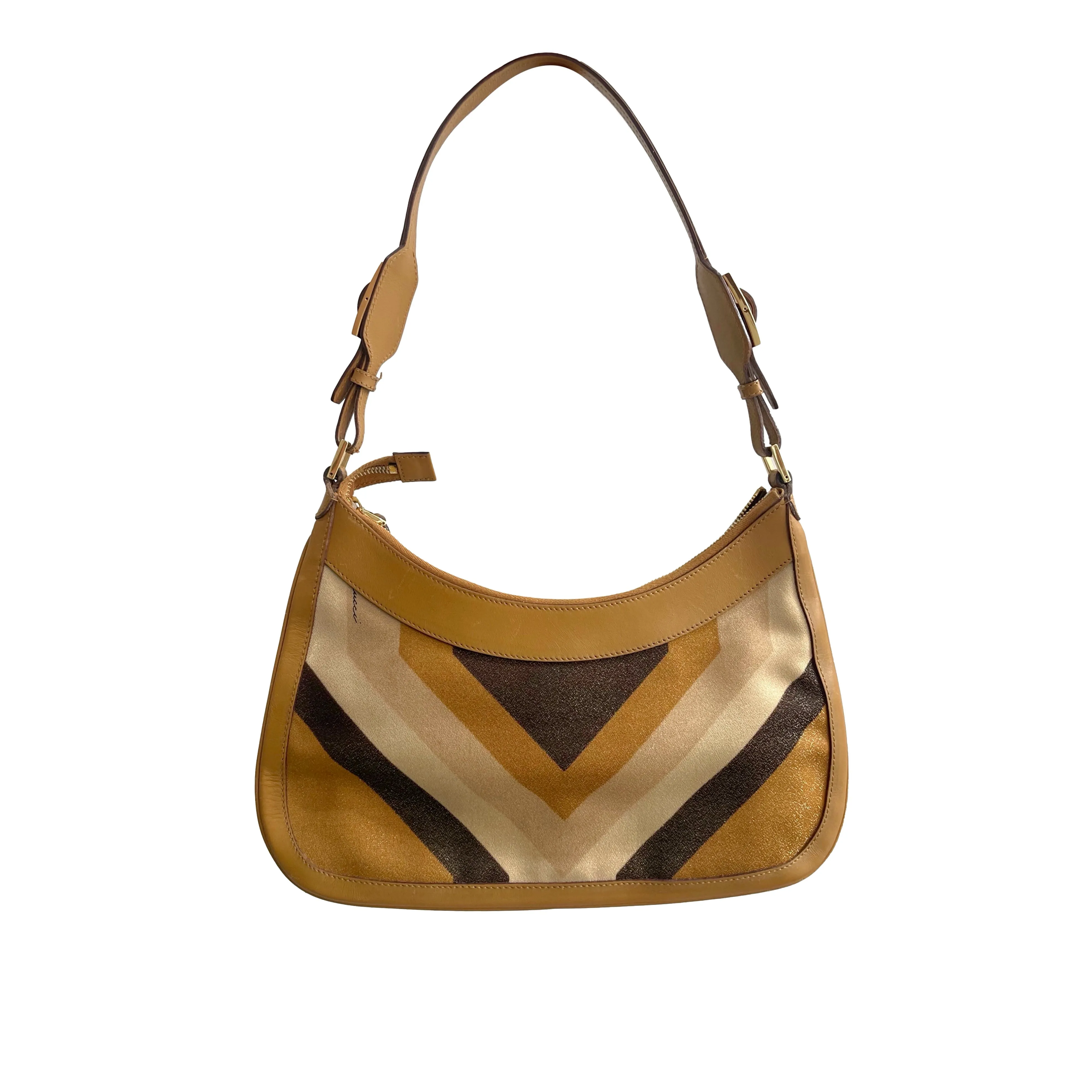 Gucci Brown Chevron Jackie Bag