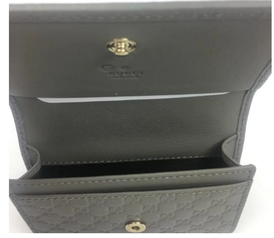 Gucci Microguccissima Leather Card Holder Wallet in Gray
