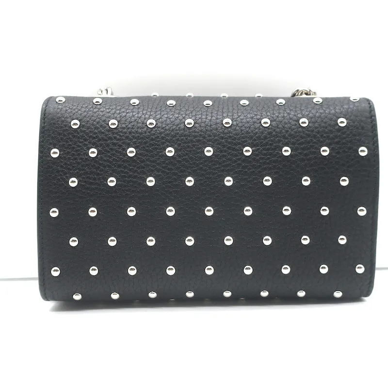 Gucci Miss Bamboo Studded Small Crossbody Black Leather Chain Strap Shoulder Bag