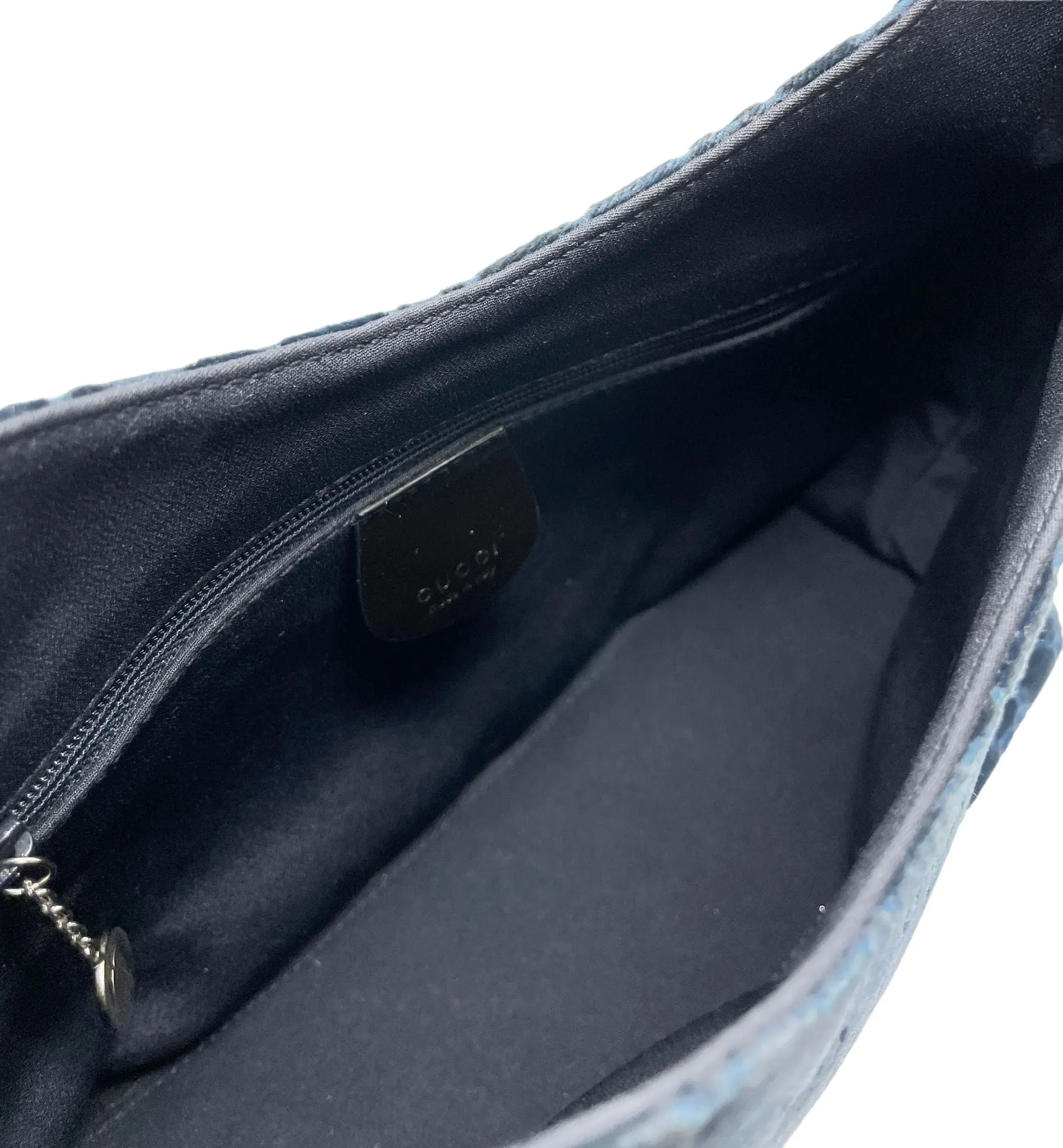 Gucci Navy Velvet Ring Handle Bag