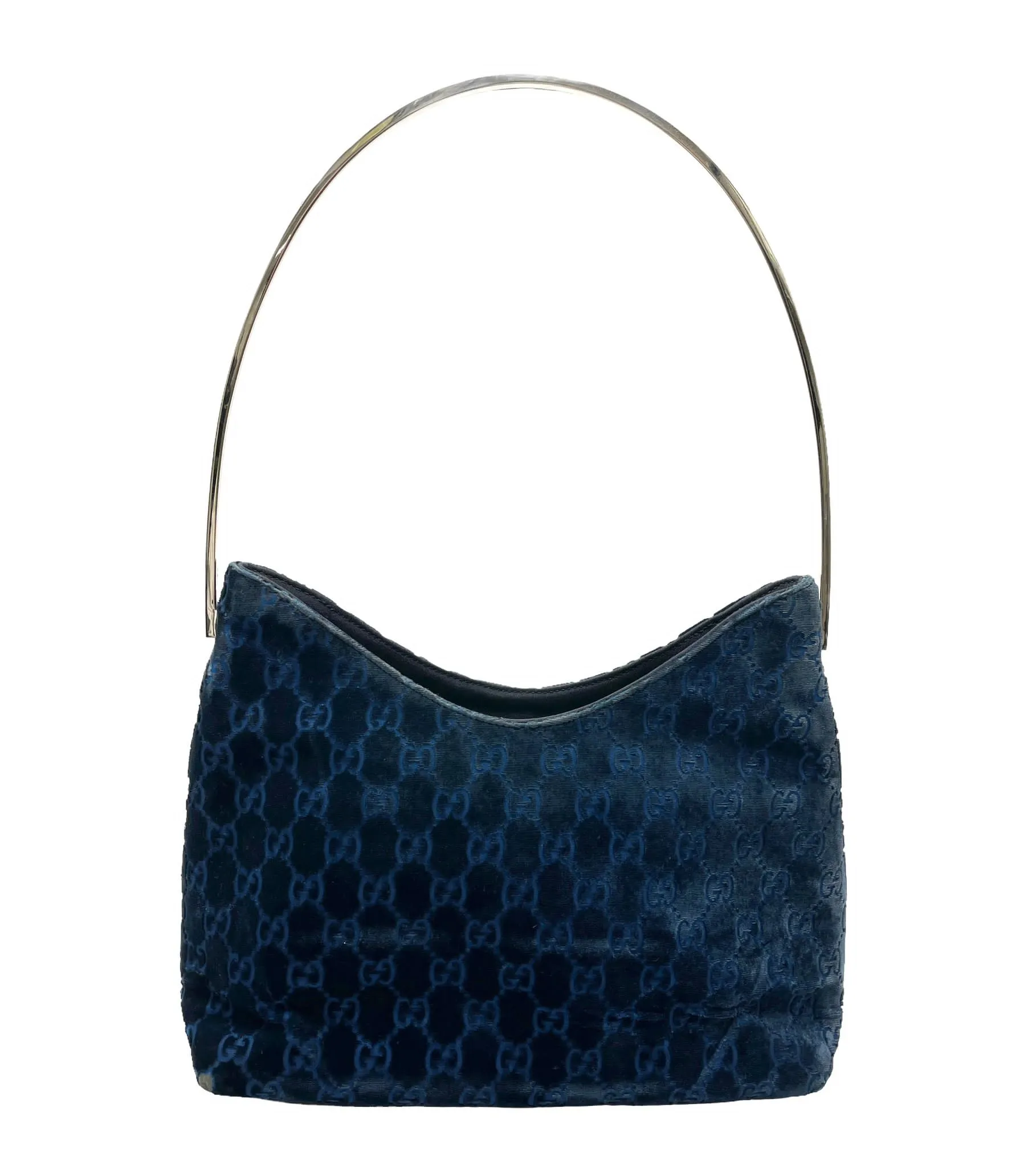 Gucci Navy Velvet Ring Handle Bag
