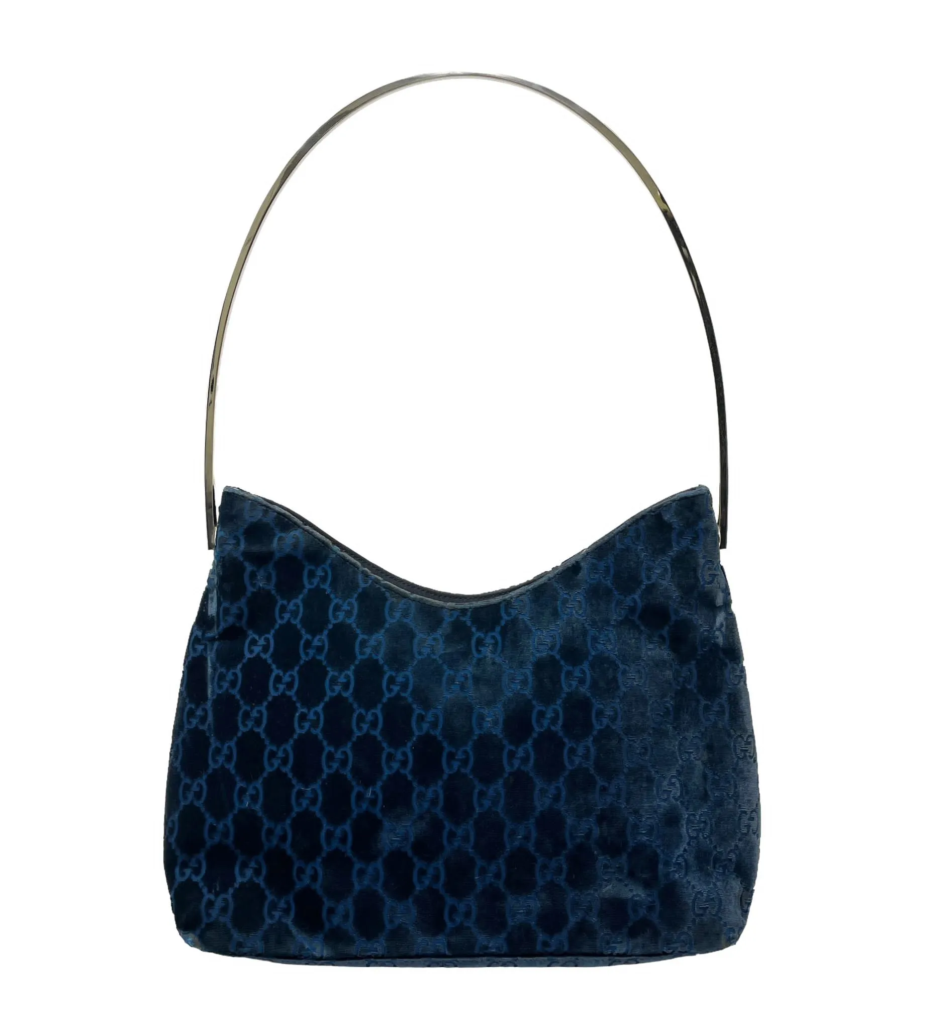 Gucci Navy Velvet Ring Handle Bag