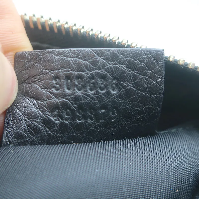 Gucci Soho Medium Cosmetic Case Black Pebbled Leather Clutch Bag