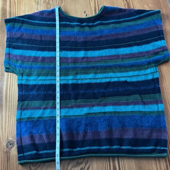 Gudrun Sjõdén Hand Knit Striped Wool Blend Poncho