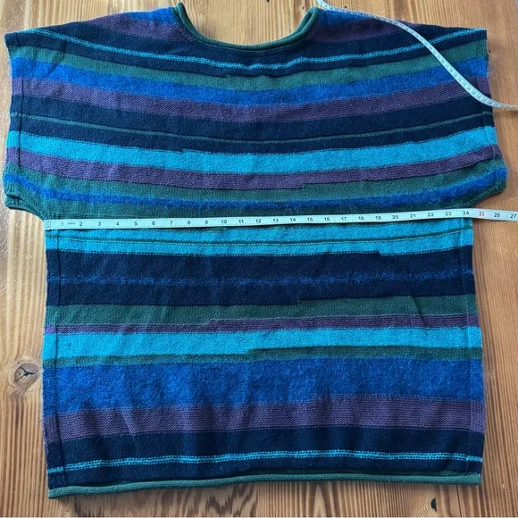Gudrun Sjõdén Hand Knit Striped Wool Blend Poncho