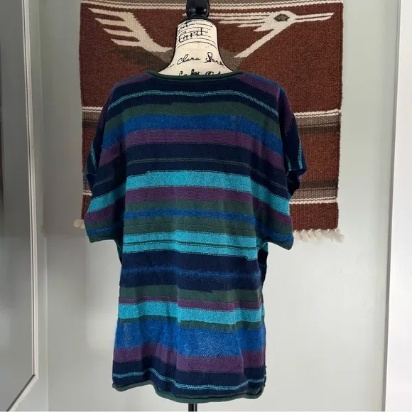 Gudrun Sjõdén Hand Knit Striped Wool Blend Poncho