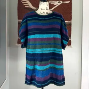 Gudrun Sjõdén Hand Knit Striped Wool Blend Poncho