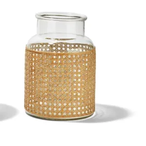 Hand Crafted Cane Webbing Jar