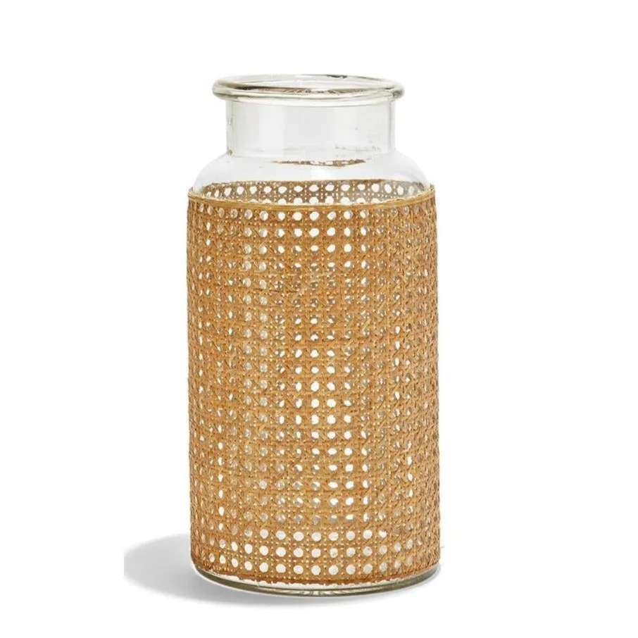 Hand Crafted Cane Webbing Jar