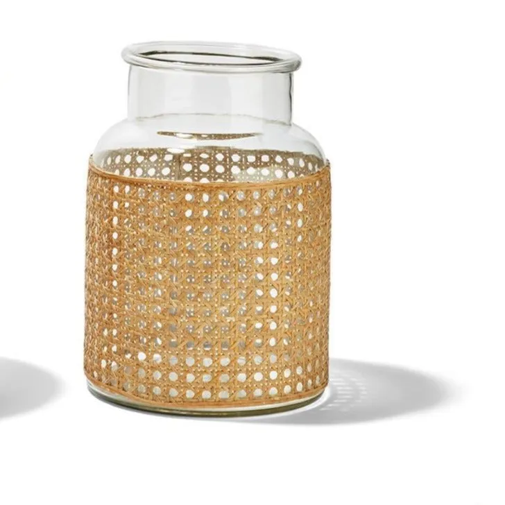 Hand Crafted Cane Webbing Jar