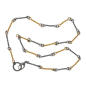 Hand crafted chain in sterling and 18k gold 18" long