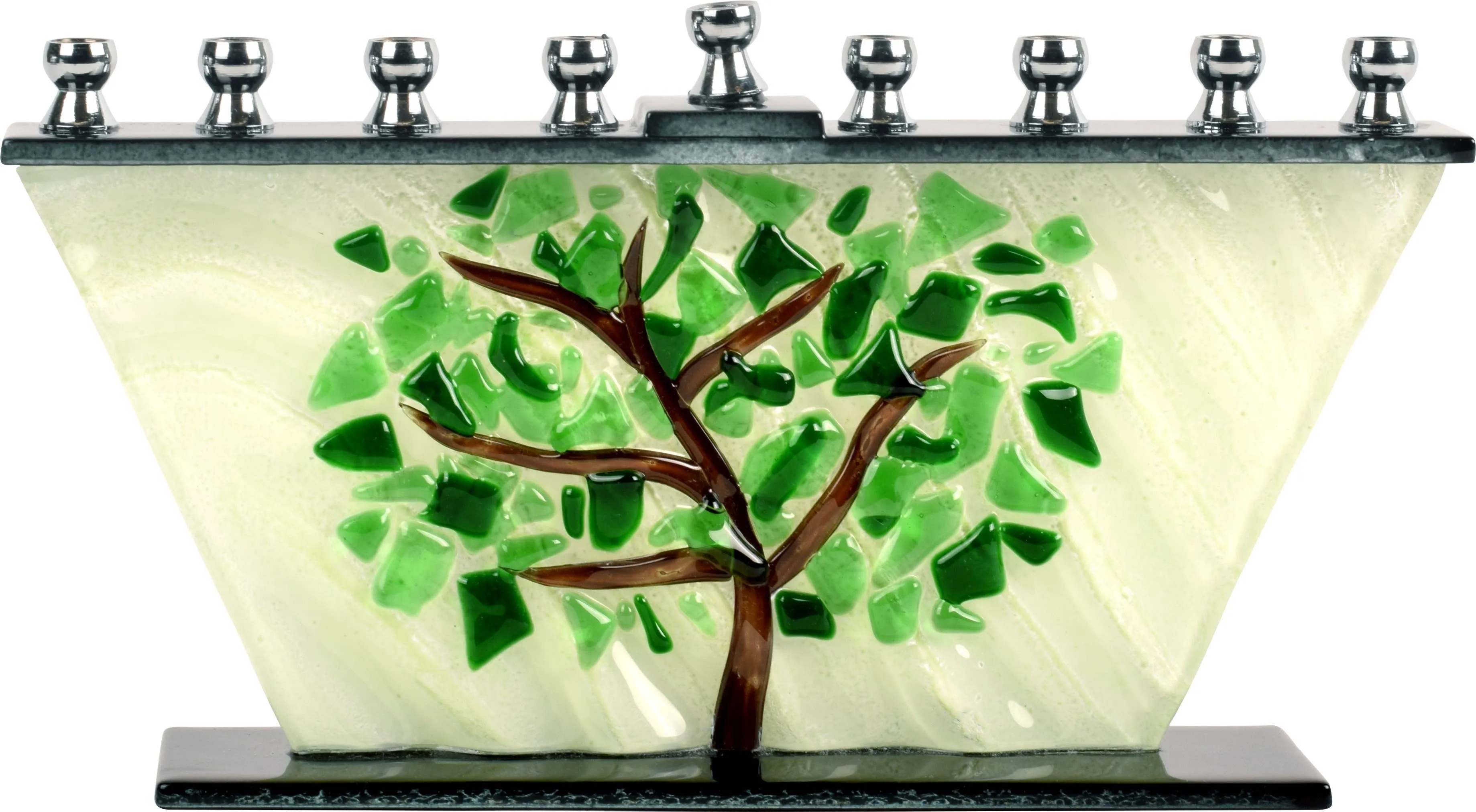 Hand Crafted Glass Tree of Life Menorah