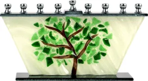 Hand Crafted Glass Tree of Life Menorah