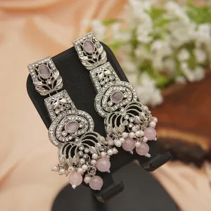 Hand Crafted Long Gems Earrings