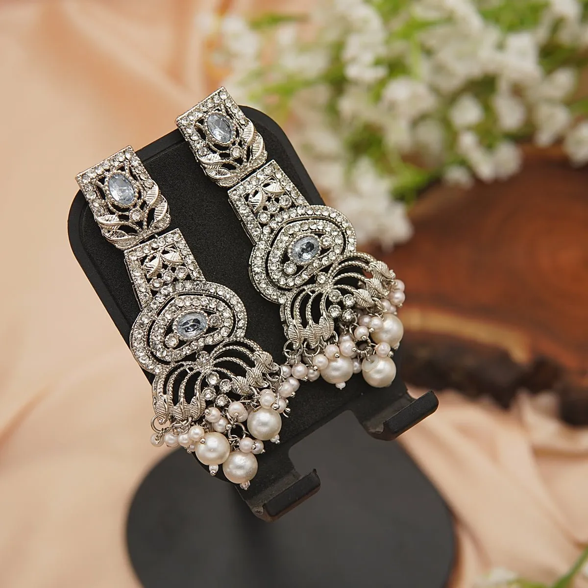 Hand Crafted Long Gems Earrings