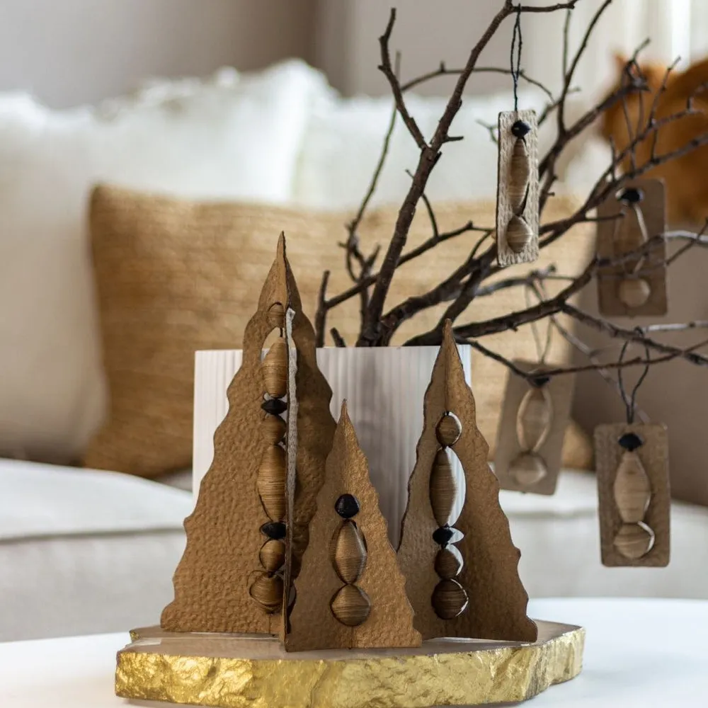 Hand Crafted Paper Christmas Tree Set of 3