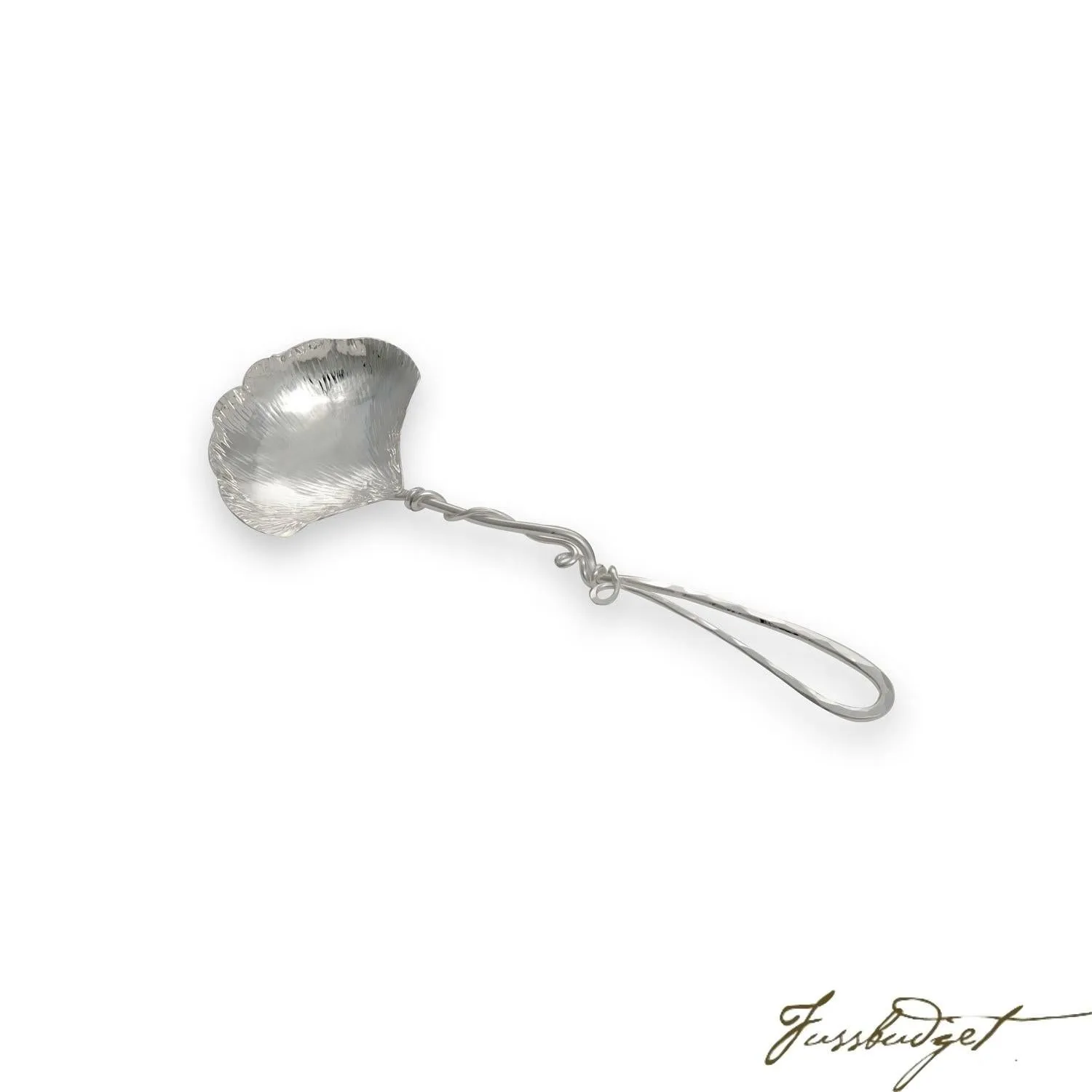 Hand Crafted Silver Ginkgo Small Serving Spoon