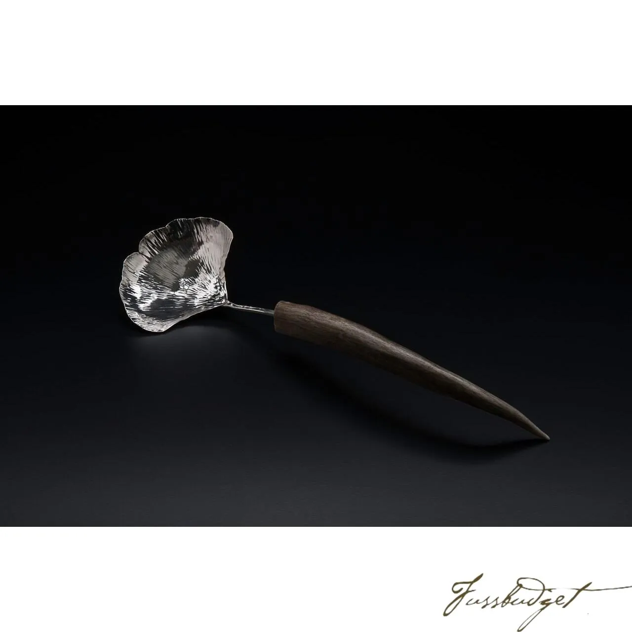 Hand Crafted Silver Ginkgo Small Serving Spoon