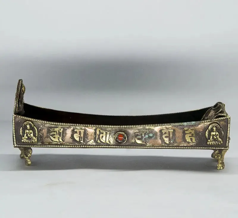 Handcrafted Tibetan Lucky symbol crafted incense burner