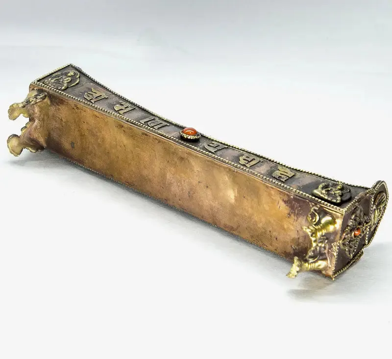 Handcrafted Tibetan Lucky symbol crafted incense burner