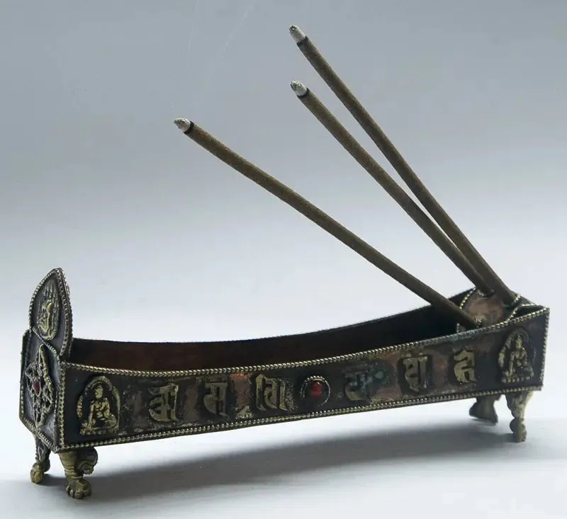 Handcrafted Tibetan Lucky symbol crafted incense burner