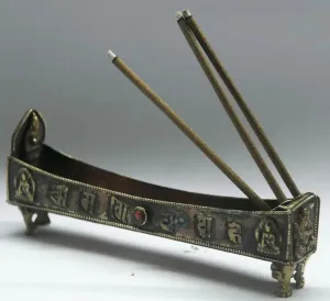 Handcrafted Tibetan Lucky symbol crafted incense burner