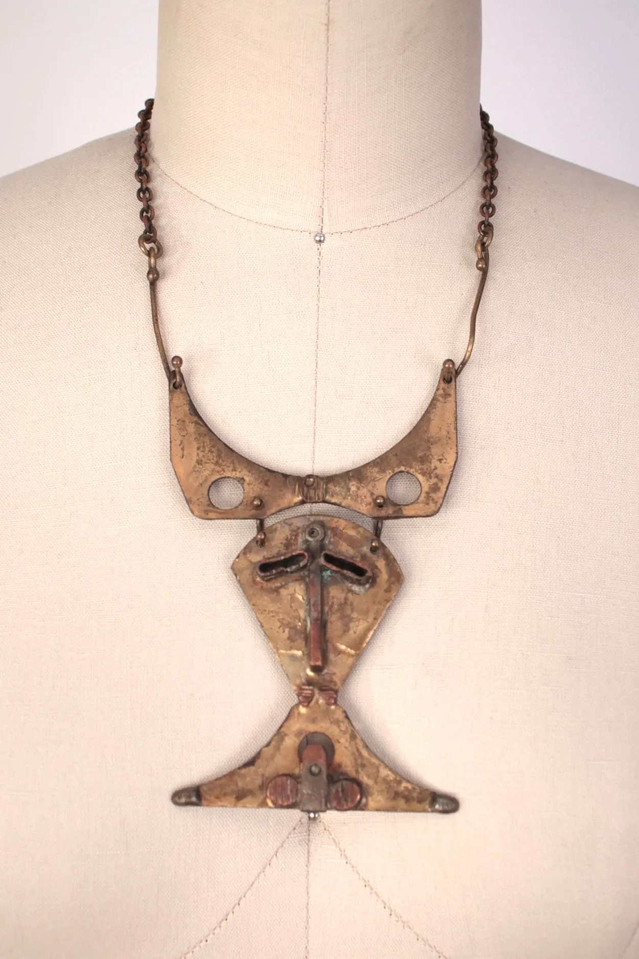 Handmade Brass Brutalist Necklace