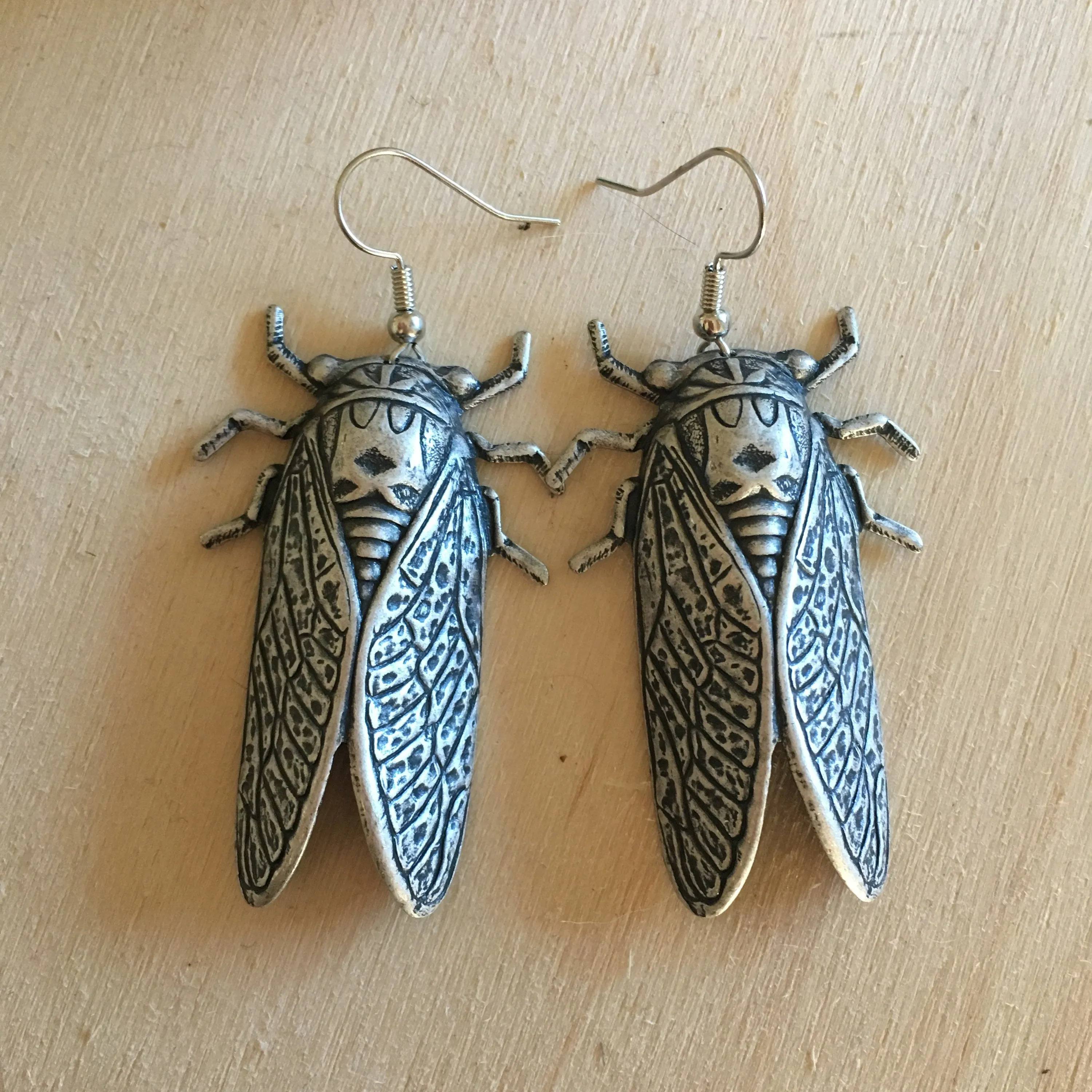 Handmade giant cicada earrings handmade by Hello Stranger // made in USA