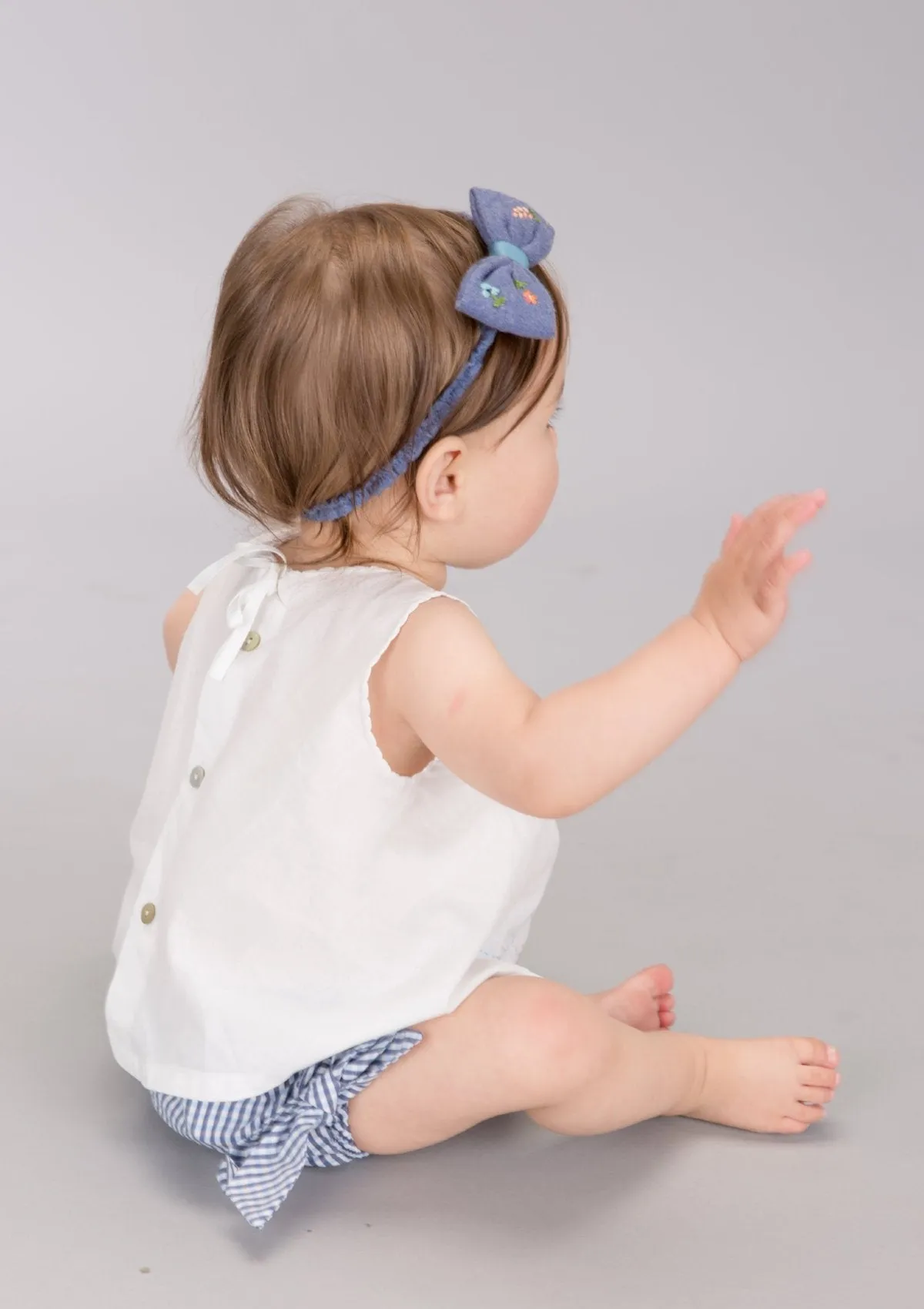 Handmade Headband with Flowers, Blue