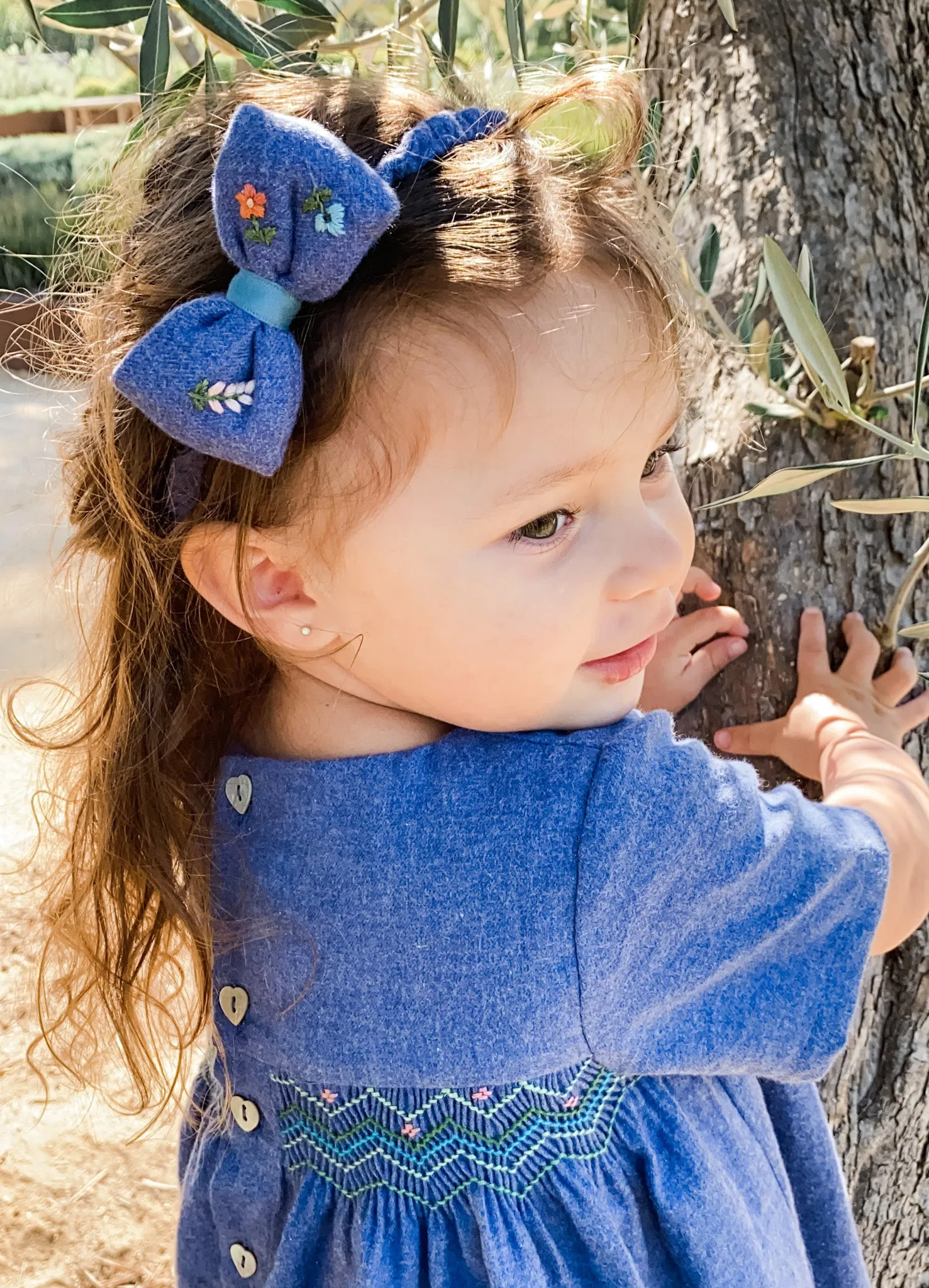Handmade Headband with Flowers, Blue