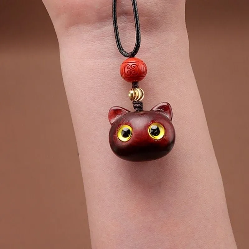 Handmade Lucky Maneki Ebony Necklace