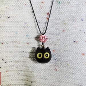 Handmade Lucky Maneki Ebony Necklace