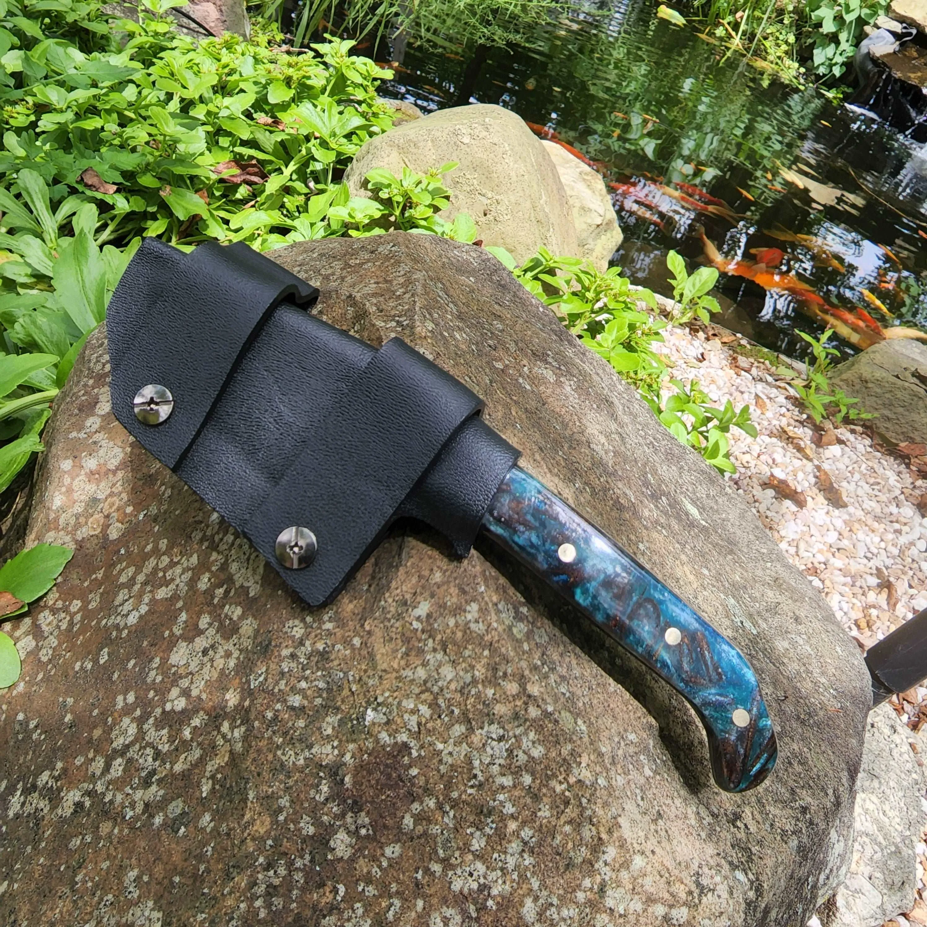 Handmade Mini Hunting Knife Made In USA Custom EDC Tanto Resin Handle Knife Bush Knife Austin Blades