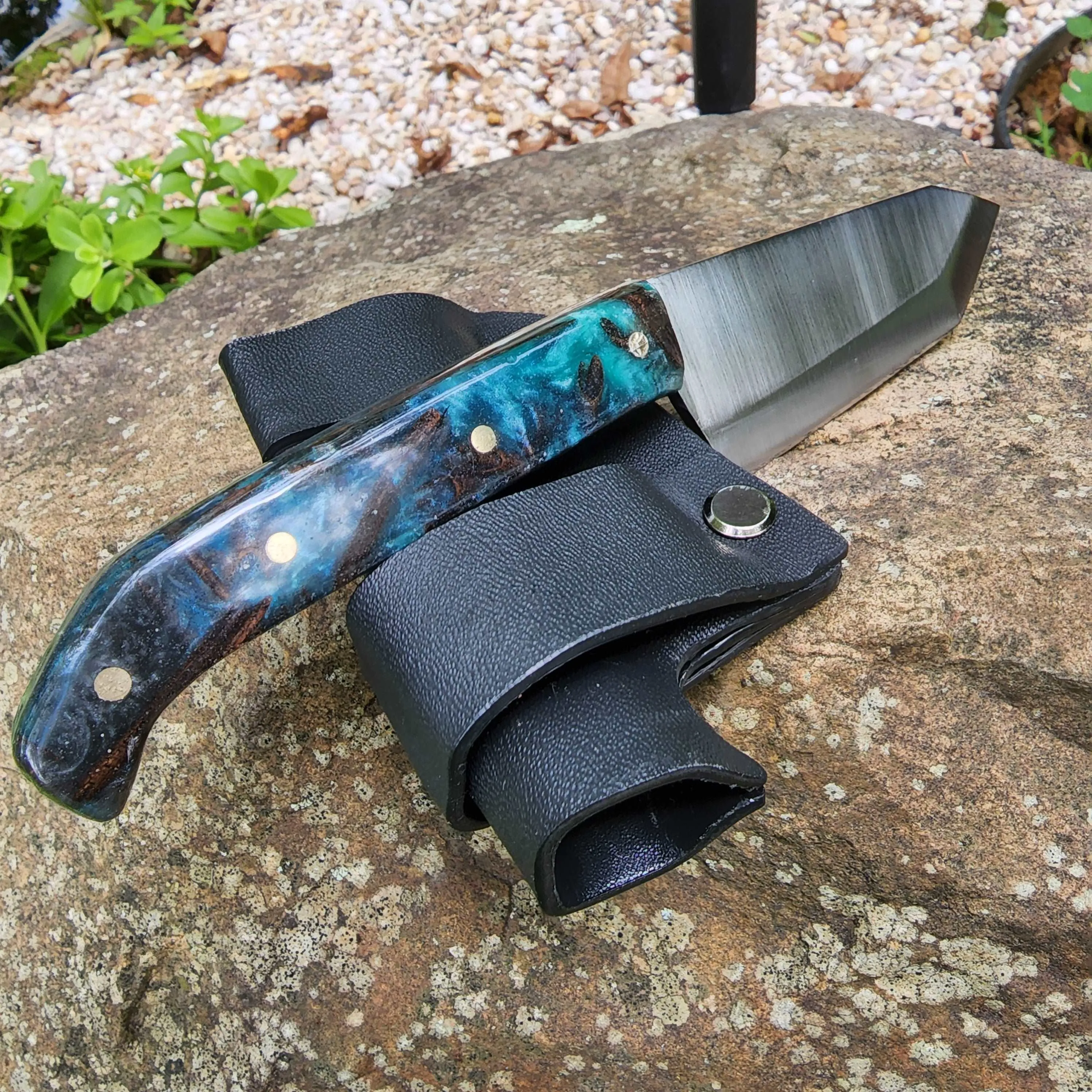Handmade Mini Hunting Knife Made In USA Custom EDC Tanto Resin Handle Knife Bush Knife Austin Blades