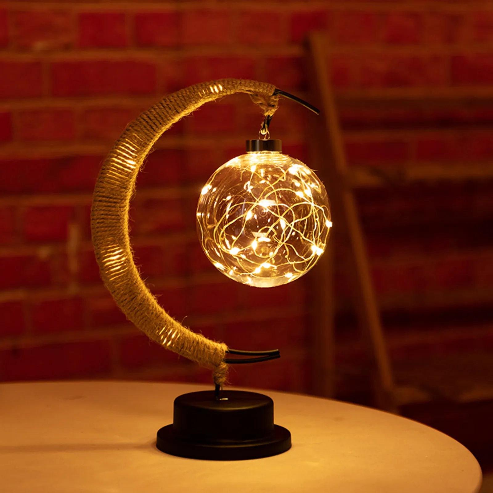 Handmade Ratan Moon Lamp
