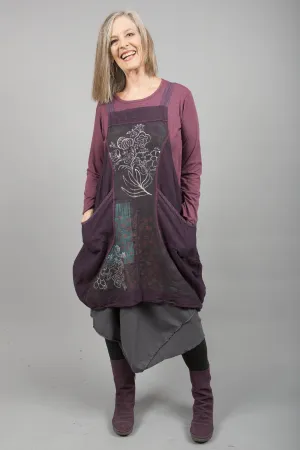 Hemp Denim Layering Jumper Plum Rose Printed-Blue Fish Clothing