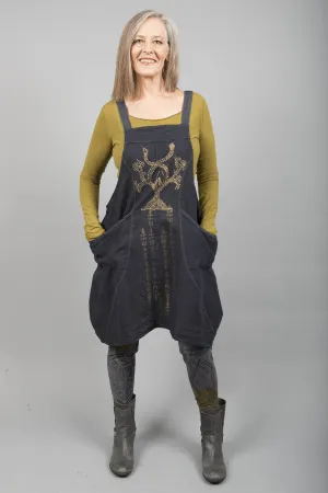 Hemp Denim Layering Jumper Tree of Life Dark Charcoal-Blue Fish Clothing