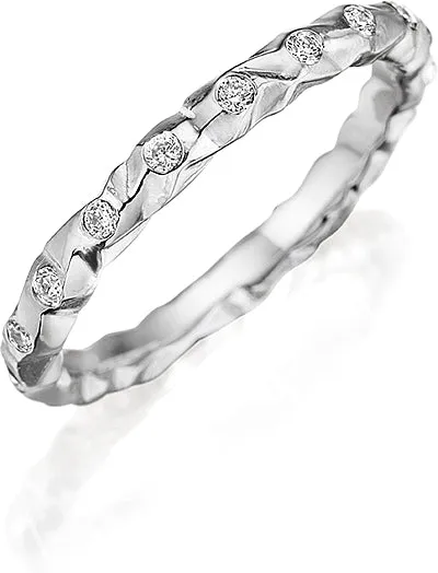 Henri Daussi Burnished Diamond Wedding Band