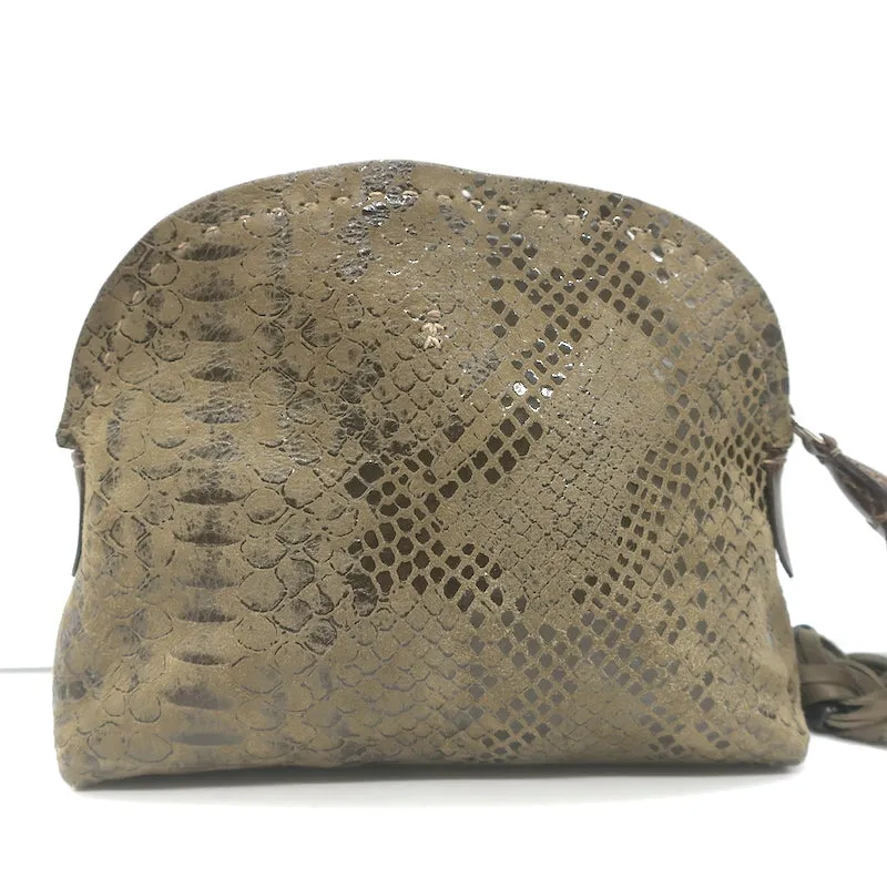 Henry Beguelin Snakeskin Wristlet Clutch Olive