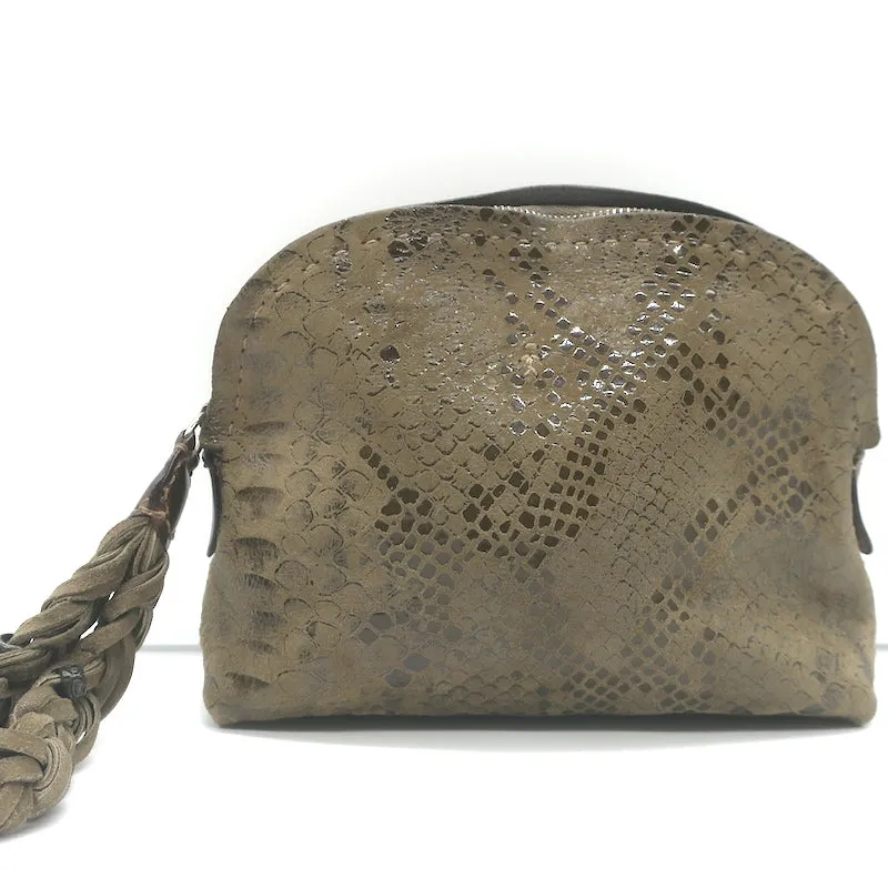 Henry Beguelin Snakeskin Wristlet Clutch Olive