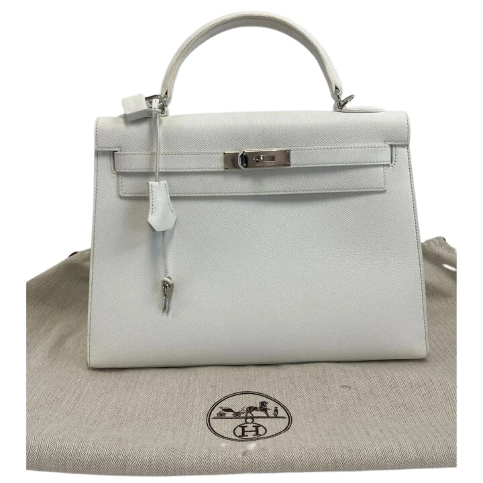 Hermes -2014 Kelly 32 in Epsom Leather - White - Top Handle Handbag
