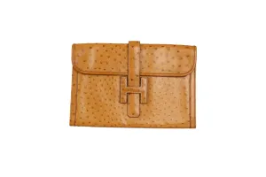 Hermes Camel Ostrich Jige Clutch