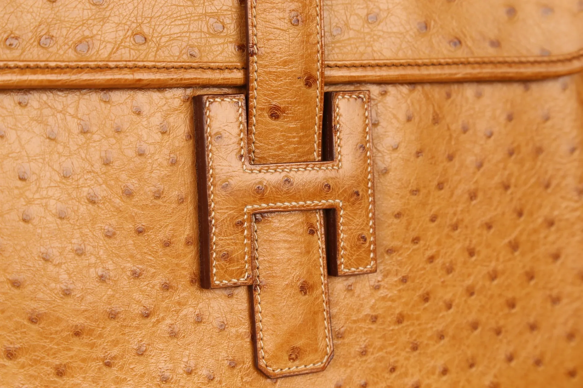 Hermes Camel Ostrich Jige Clutch