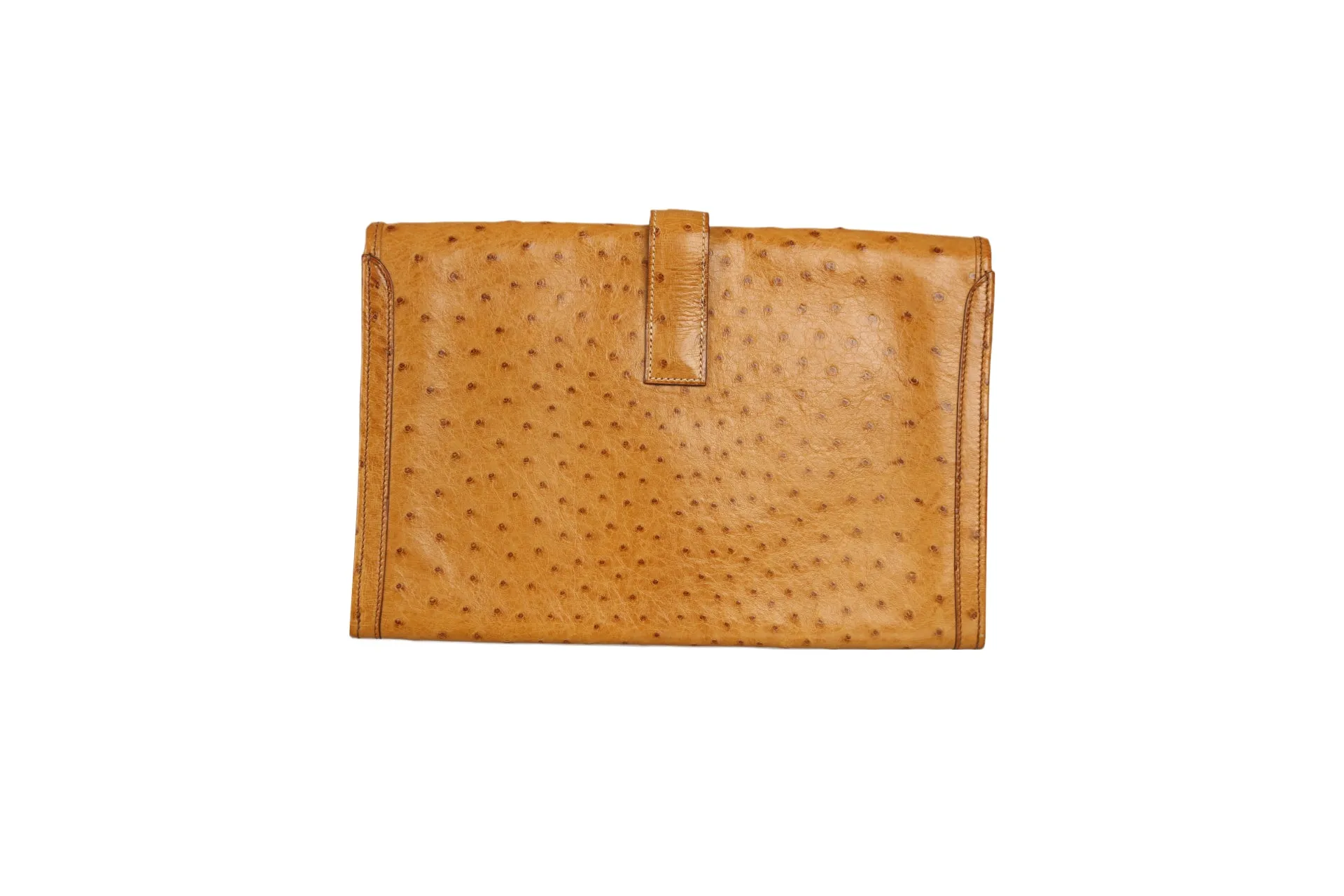 Hermes Camel Ostrich Jige Clutch