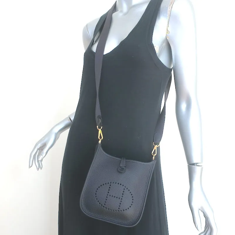 Hermes Mini Evelyne Crossbody Bag Caban Leather Gold Hardware NEW