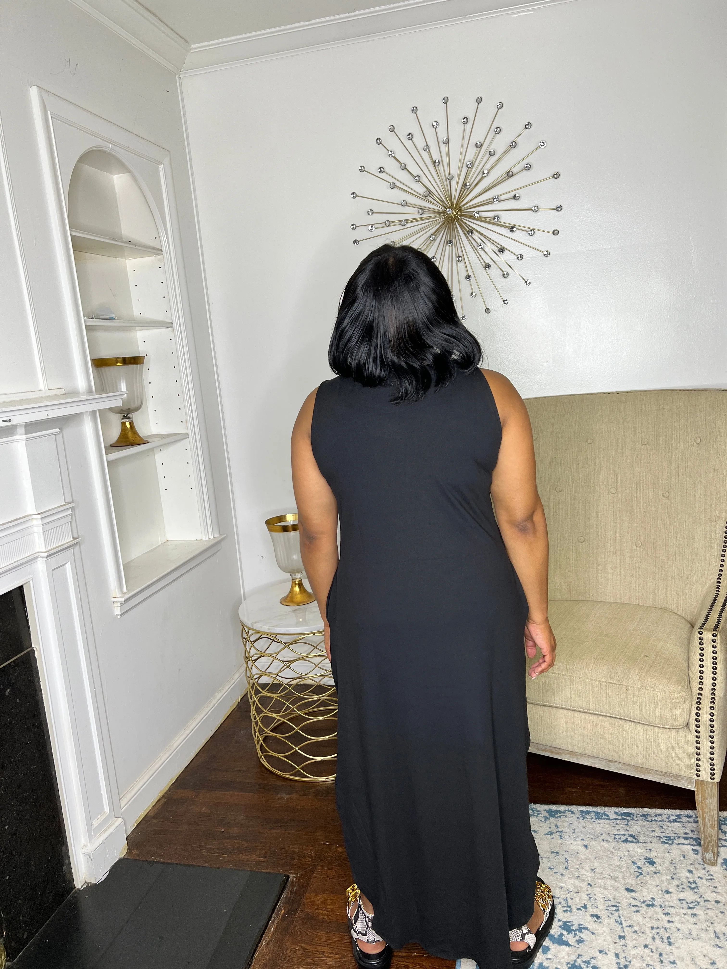 Hi-low Maxi Dress- Black