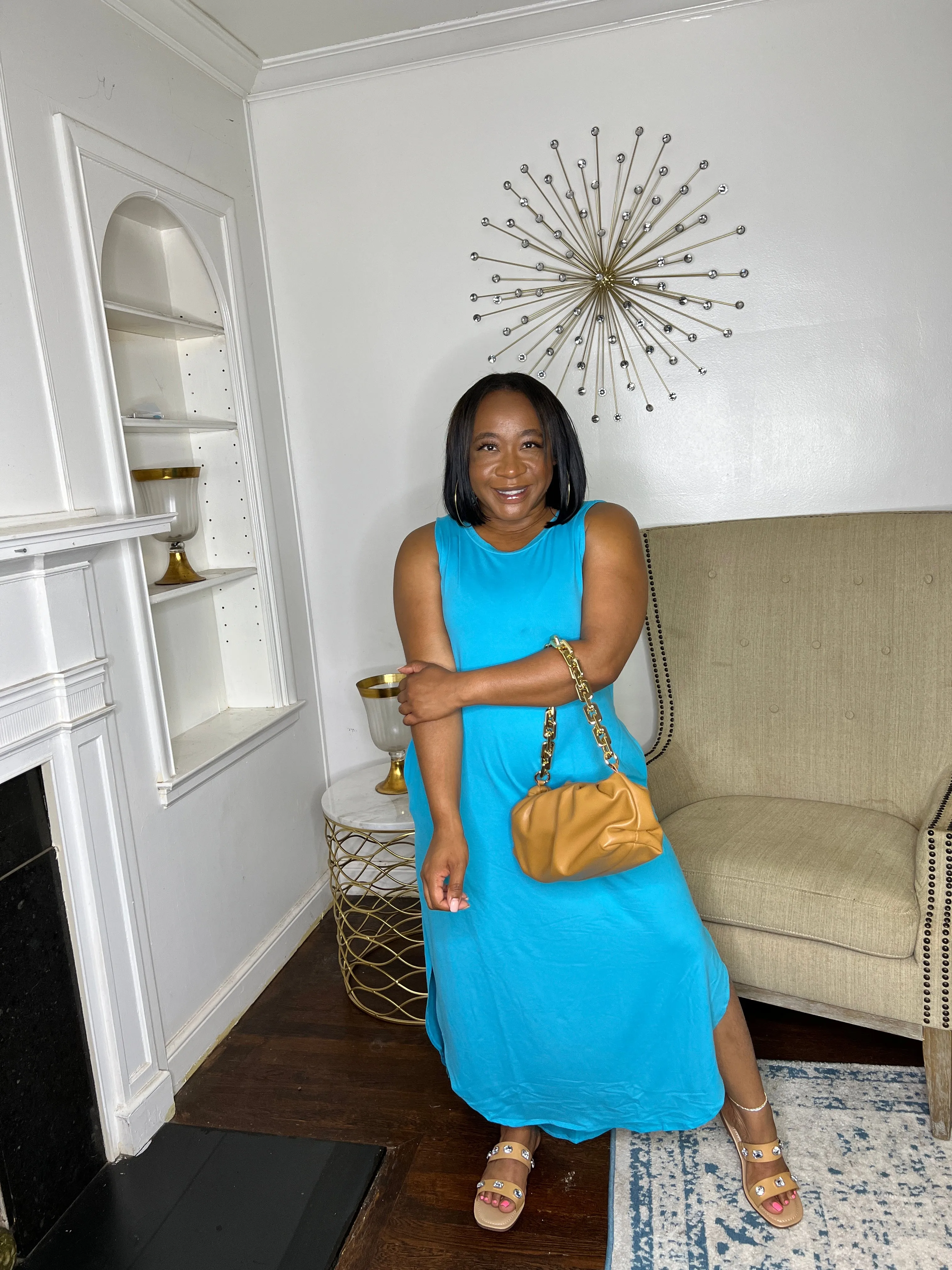 Hi-low Maxi Dress- Ice Blue